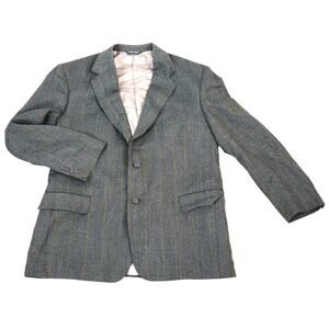 VINTAGE Evan Picone Gray Herringbone 100% Lambs Wool Blazer Sport Coat 42R Mens